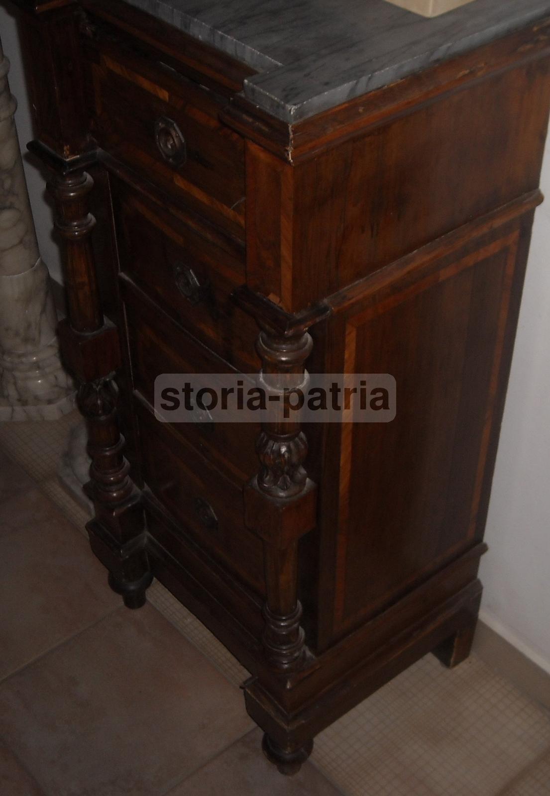 Antico Mobile, Utilissimo Comodino, Pregevole Ebanisteria, Impiallacciatura, Intarsi immagine 23