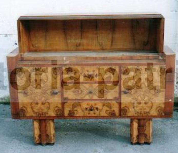 Arti Decorative Del 900, Design, Stilizzato Mobile Credenza, Legno, Radica, d'Epoca immagine 3