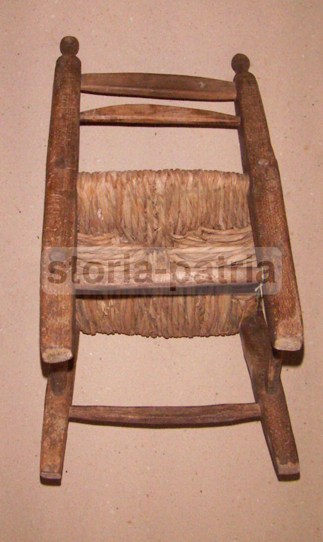 Artigianato Italiano, Folklore, Ebanisteria Popolare, Graziosa Piccola Sedia, Antica immagine 3