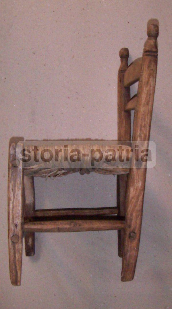 Artigianato Italiano, Folklore, Ebanisteria Popolare, Graziosa Piccola Sedia, Antica immagine 6