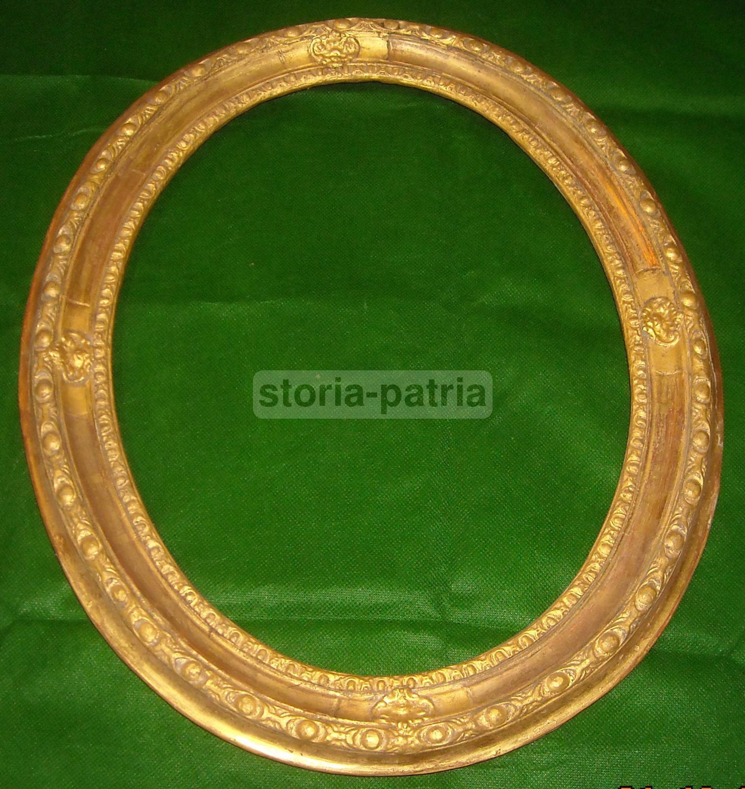 Cornice Ovale Antica, Con Artistici Decori Dorati, Utilissima, Belle Dimensioni, 800 immagine 1