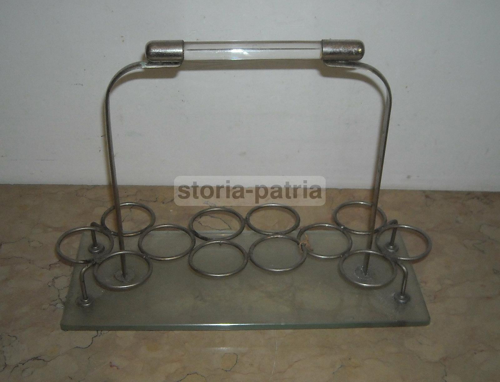 Cucina, Liquori, Vetri, Utilissimo Vassoio d'Epoca, Porta Bicchierini Da Rosolio immagine 1