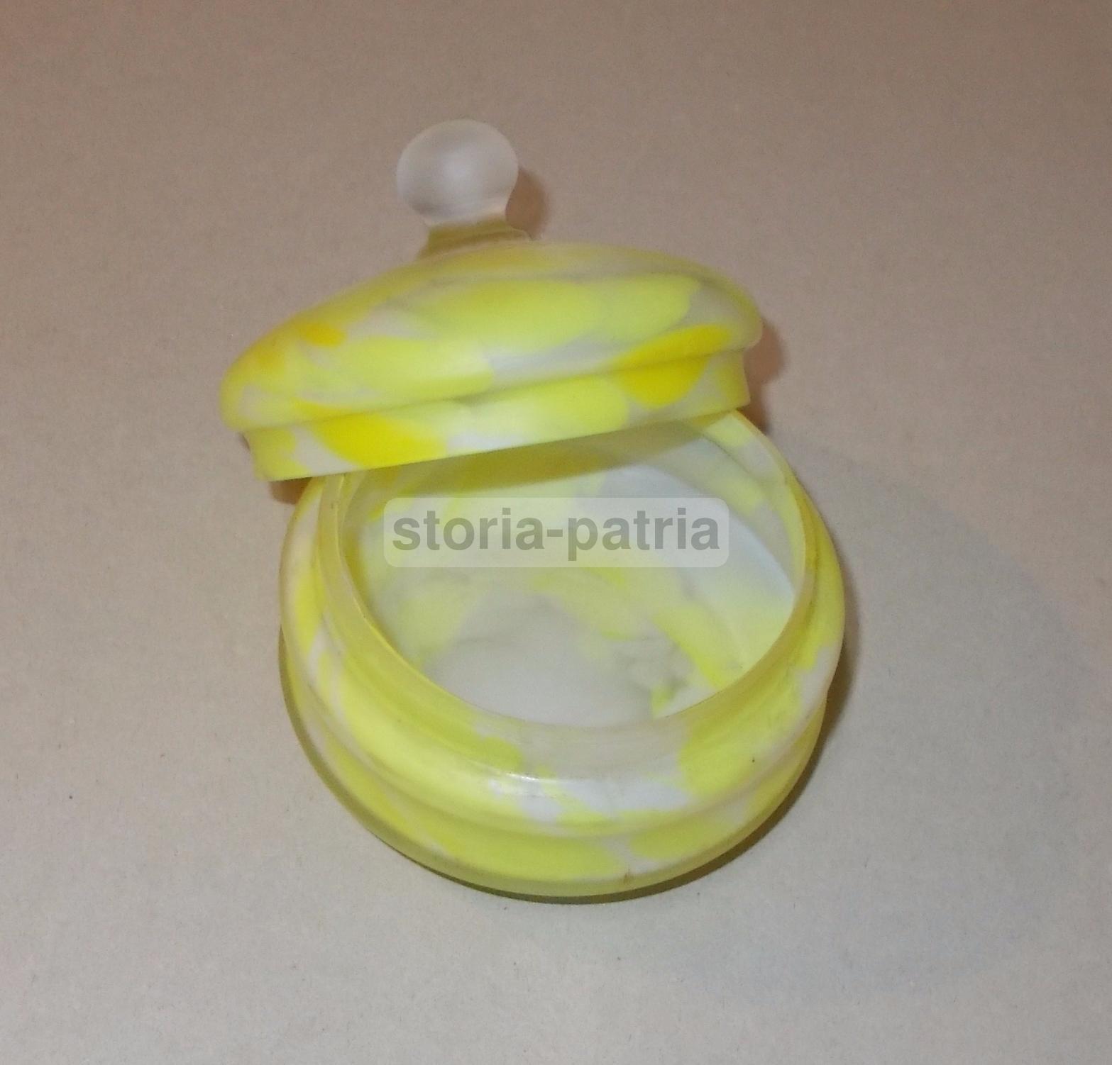 Decorativo Vetro d'Epoca, Bel Soprammobile, Da Collezione, Con Coperchio, Liberty immagine 3