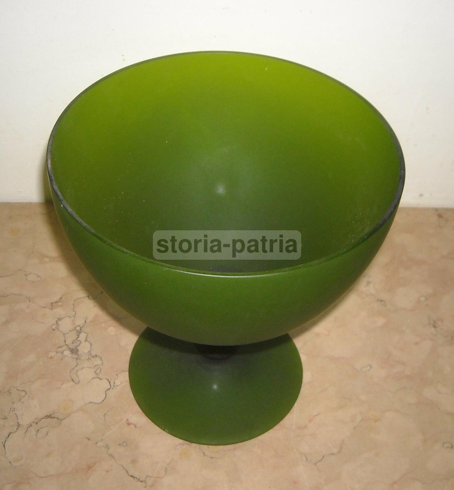 Design Italiano Del Novecento, Vetro Verde Da Collezione, Bella E Decorativa Coppa immagine 2