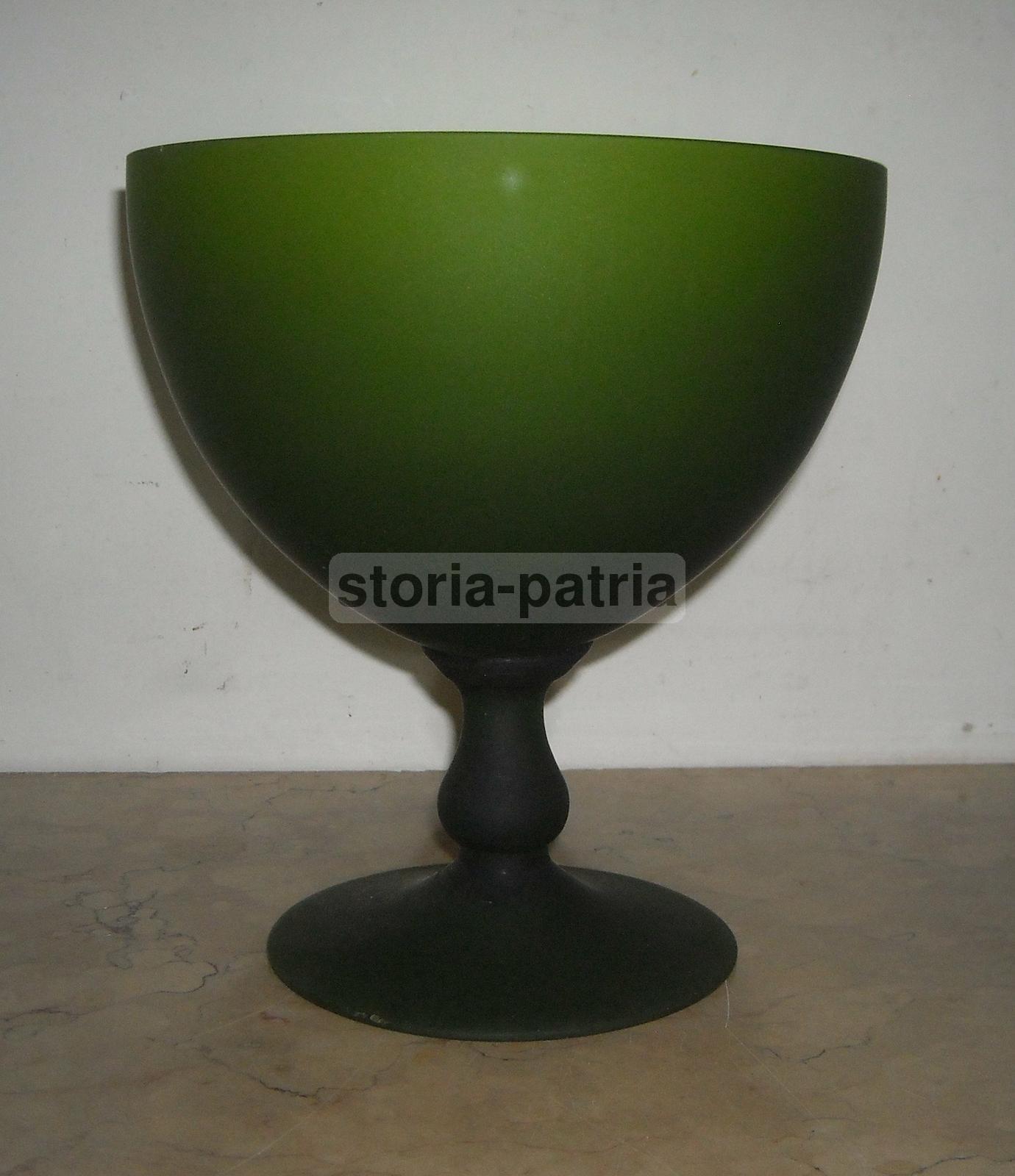 Design Italiano Del Novecento, Vetro Verde Da Collezione, Bella E Decorativa Coppa immagine 3