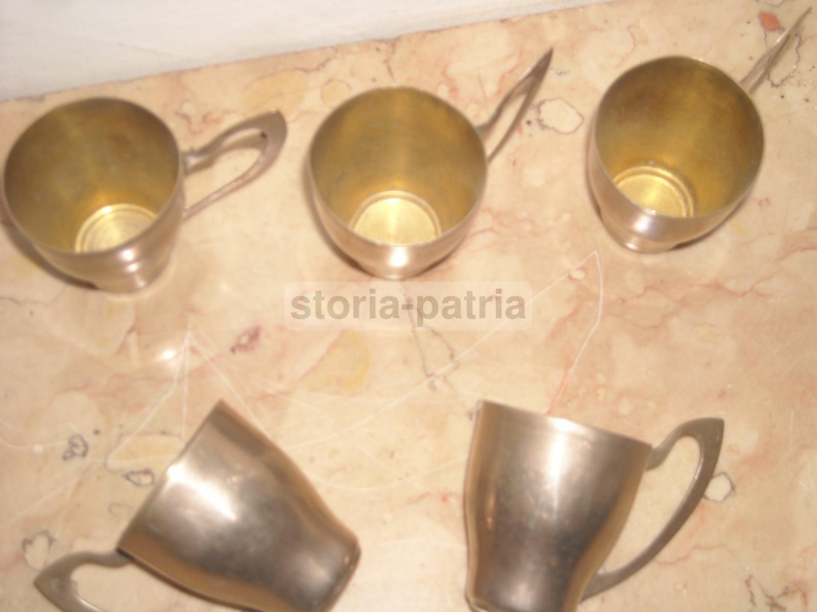 Modernariato, Soprammobili d'Epoca, Sei Graziosi Bicchierini Da Liquore, Argentati immagine 2