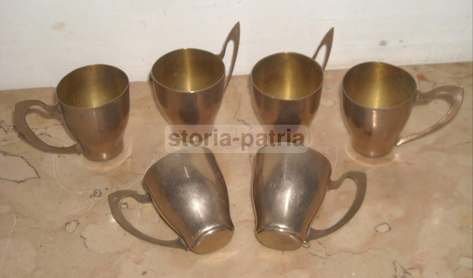Modernariato, Soprammobili d'Epoca, Sei Graziosi Bicchierini Da Liquore, Argentati immagine 3