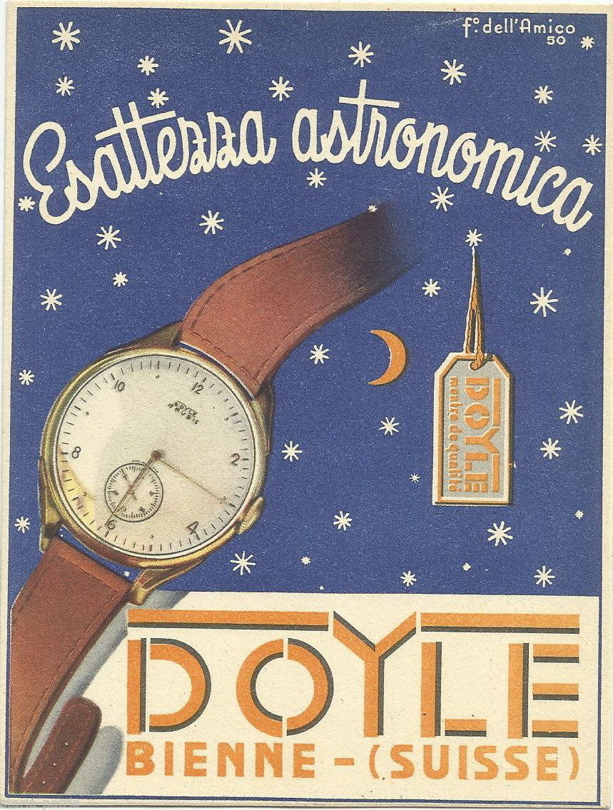 Orologeria, Orologi Da Uomo, Orologio Da Polso, Doyle, Bienne, Suisse, Dellamico, Rara immagine 1