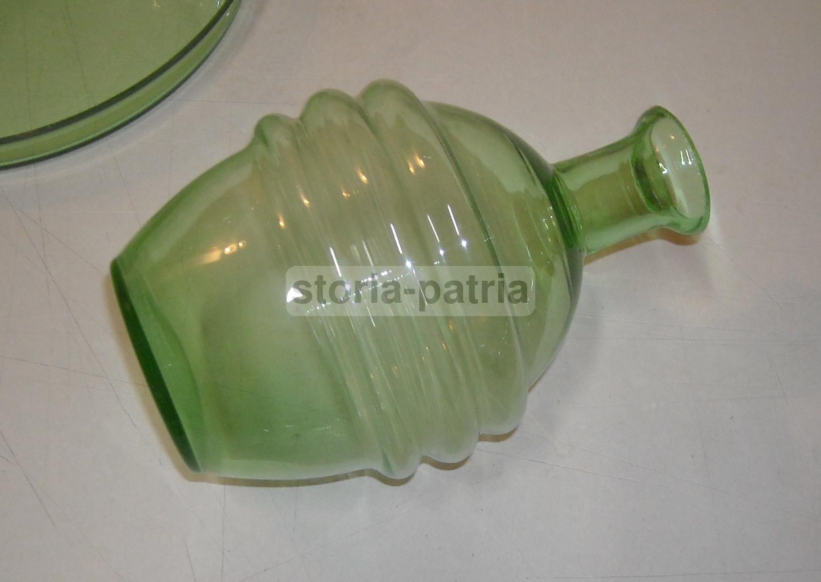 Soprammobili d'Epoca, Vetri Da Tavola, Servizio Decorativo, Vetro Verde, Bicchierini immagine 10
