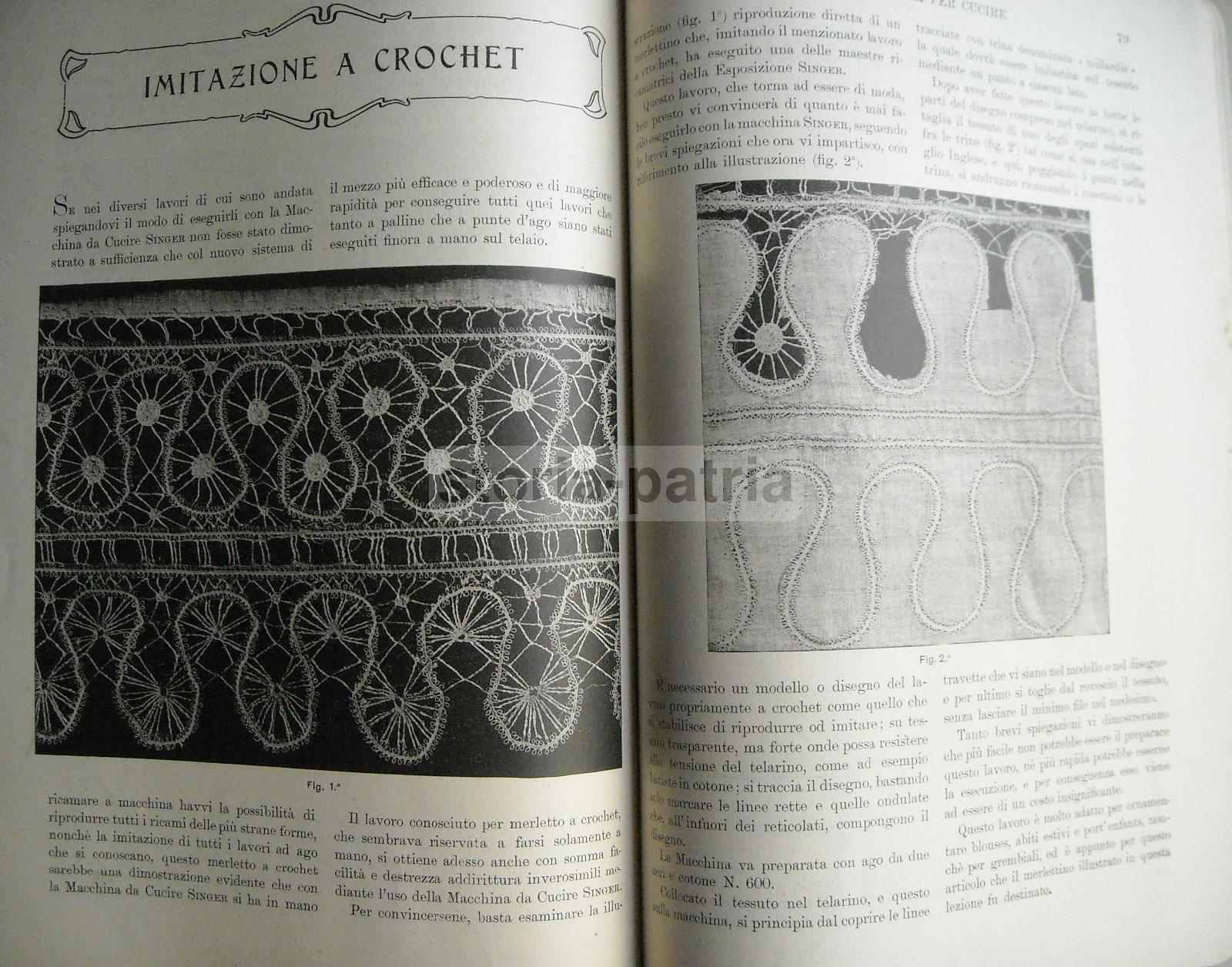 Tessuti, Abbigliamento, Biancheria, Ricami, Antico Manuale 1908, Singer, Malta, Venezia immagine 2