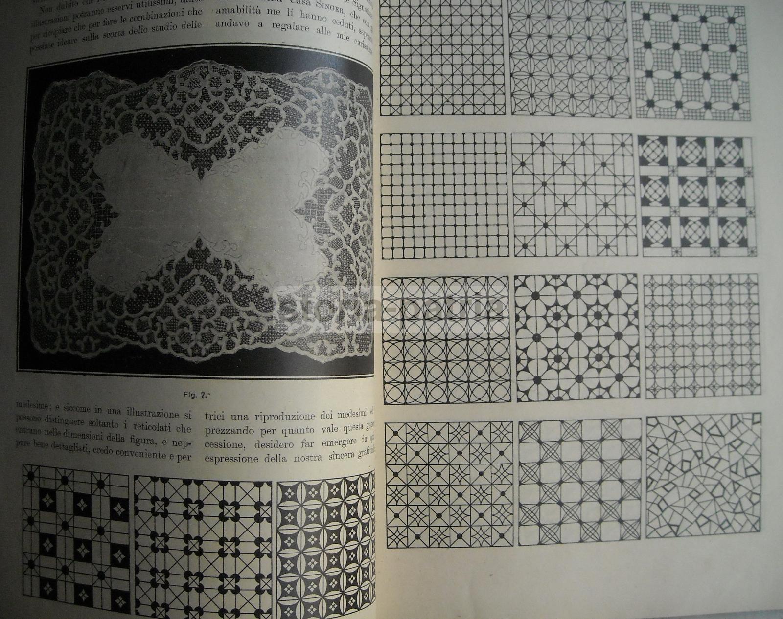 Tessuti, Abbigliamento, Biancheria, Ricami, Antico Manuale 1908, Singer, Malta, Venezia immagine 10