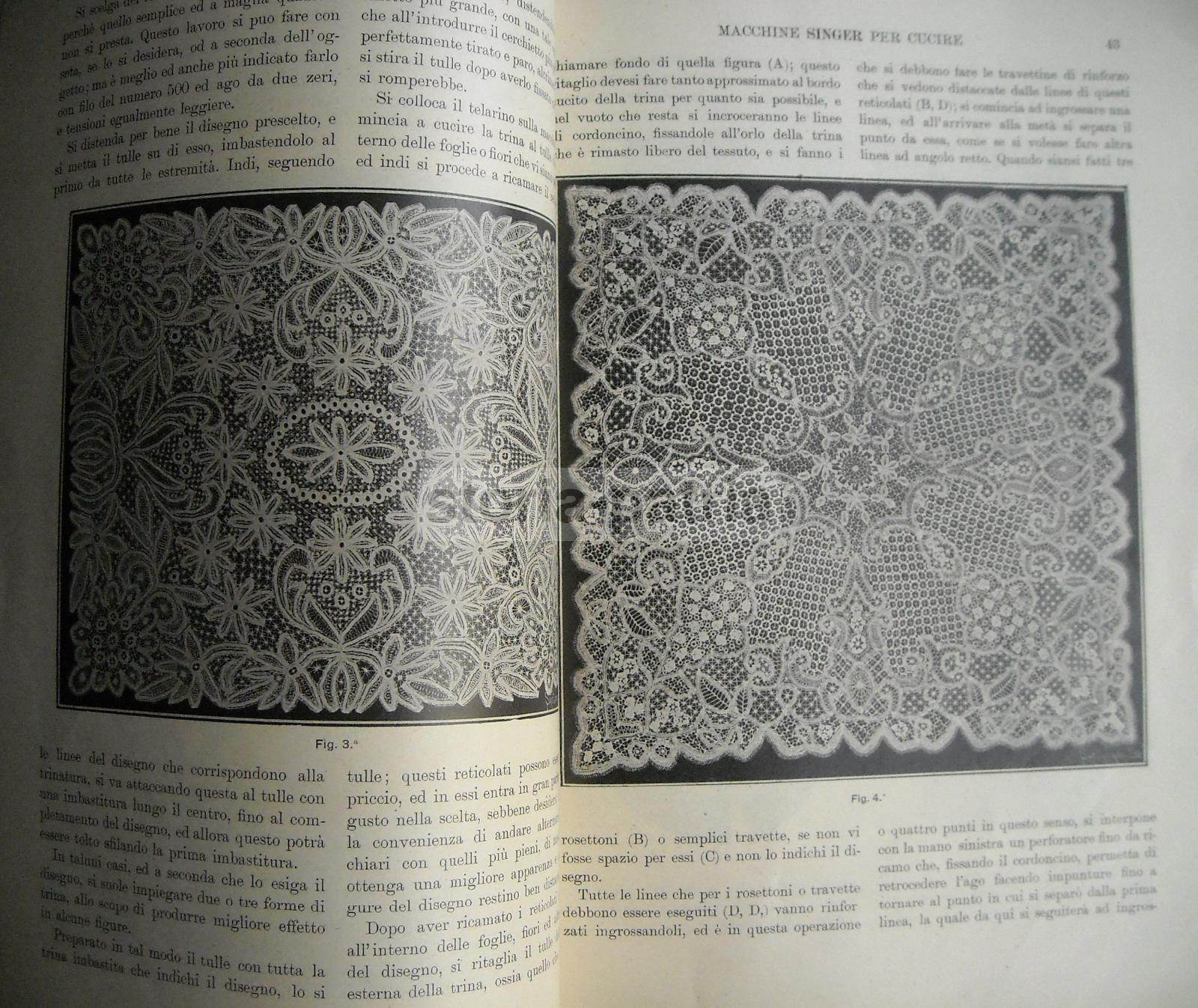 Tessuti, Abbigliamento, Biancheria, Ricami, Antico Manuale 1908, Singer, Malta, Venezia immagine 16