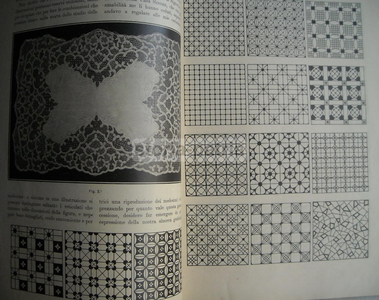 Tessuti, Abbigliamento, Biancheria, Ricami, Antico Manuale 1908, Singer, Malta, Venezia immagine 17