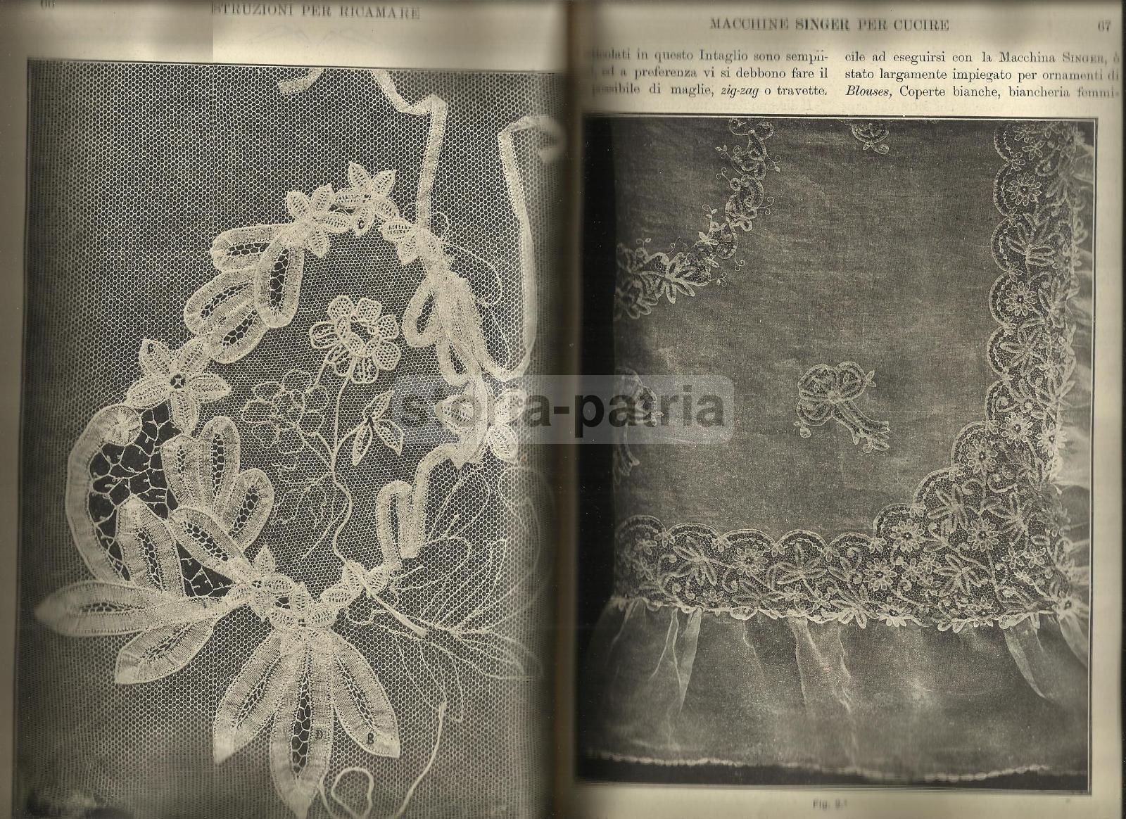 Tessuti, Abbigliamento, Biancheria, Ricami, Antico Manuale 1908, Singer, Malta, Venezia immagine 23