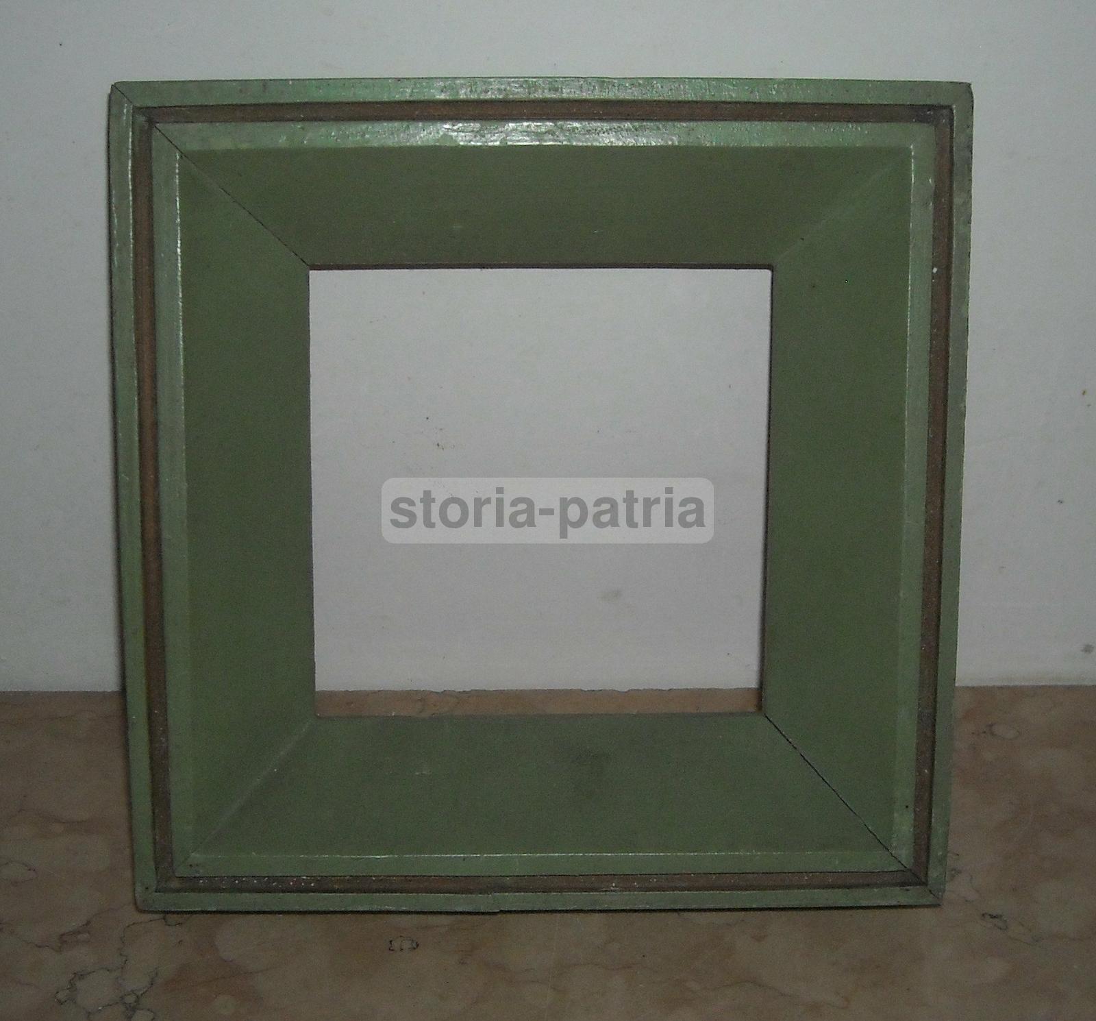 Utile Cornice d'Epoca, Graziose Dimensioni, Forma Quadrata, Legno Laccato Verde, 900 immagine 1