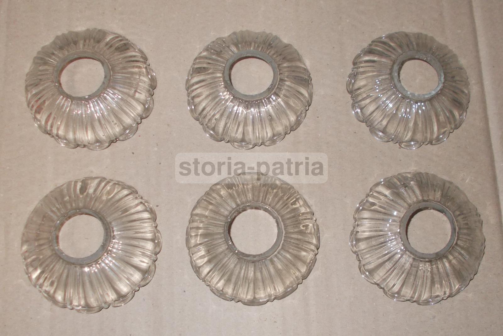 Utili Accessori Per Lampade, Vetri d'Epoca, Artistico Modellato, Sei Piattini immagine 5