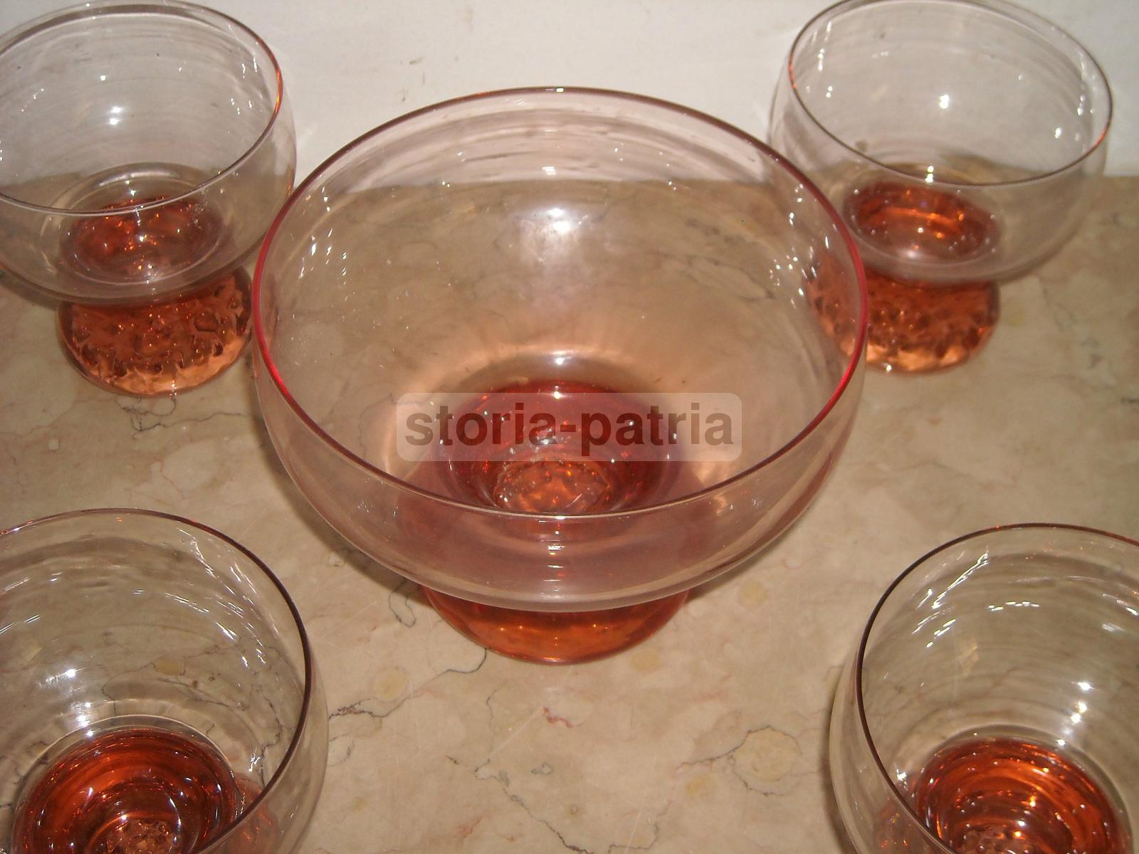 Vetri Decorativi, Set Di 5 Ciotole, Vetro Rosa, Per Macedonie Di Frutta O Gelato immagine 5